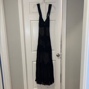 BCBGMaxAzria Black Evening Gown with Sequins and Sleeveless Design